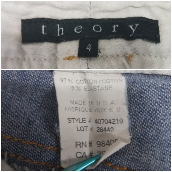 Theory Pants Size 4 Womens Blue Denim Jeans Wide - Picture 8 of 8